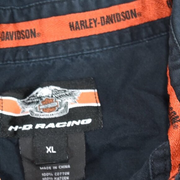 Harley Davidson Racing Shirt Short Sleeve Embroidered XL Cotton Twill - Picture 4 of 7